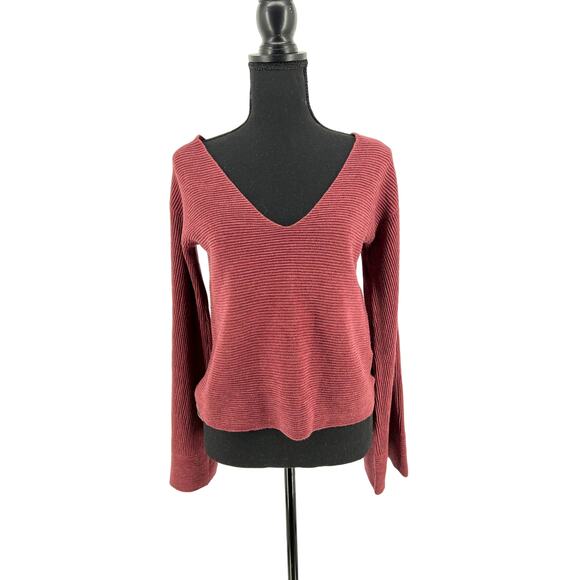Free People v-neck rust ribbed sweater S - Picture 1 of 5